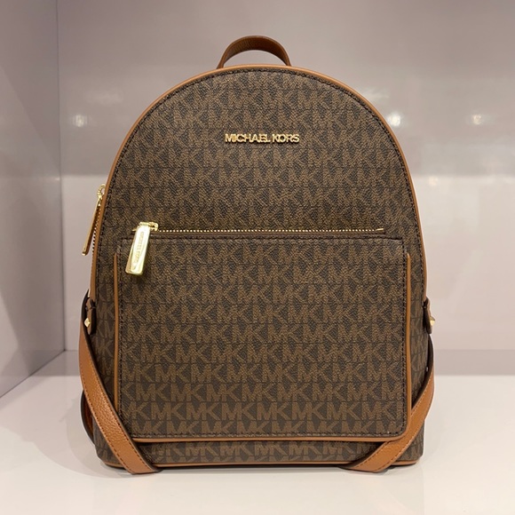 Michael Kors Handbags - MICHAEL KORS ADINA MEDIUM BACKPACK BROWN SIGNATURE